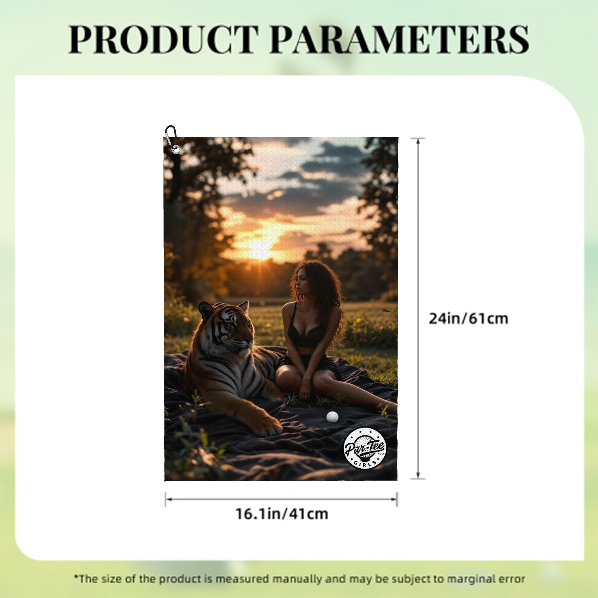 Tiger's Eye Golf Towel - Roar of Elegance at Sunset
