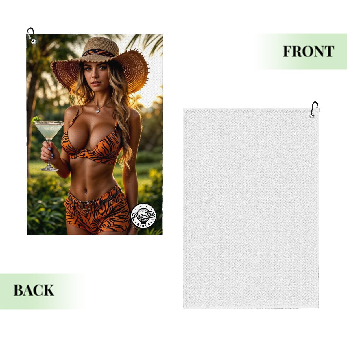 Tiger's Eye Golf Towel - Jungle Glam with a Twist of Lime