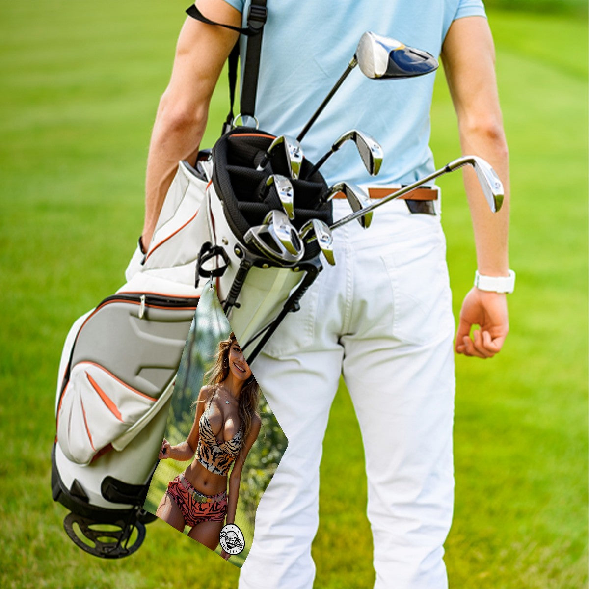Tiger's Eye Golf Towel - A Roar of Sunshine and Stripes