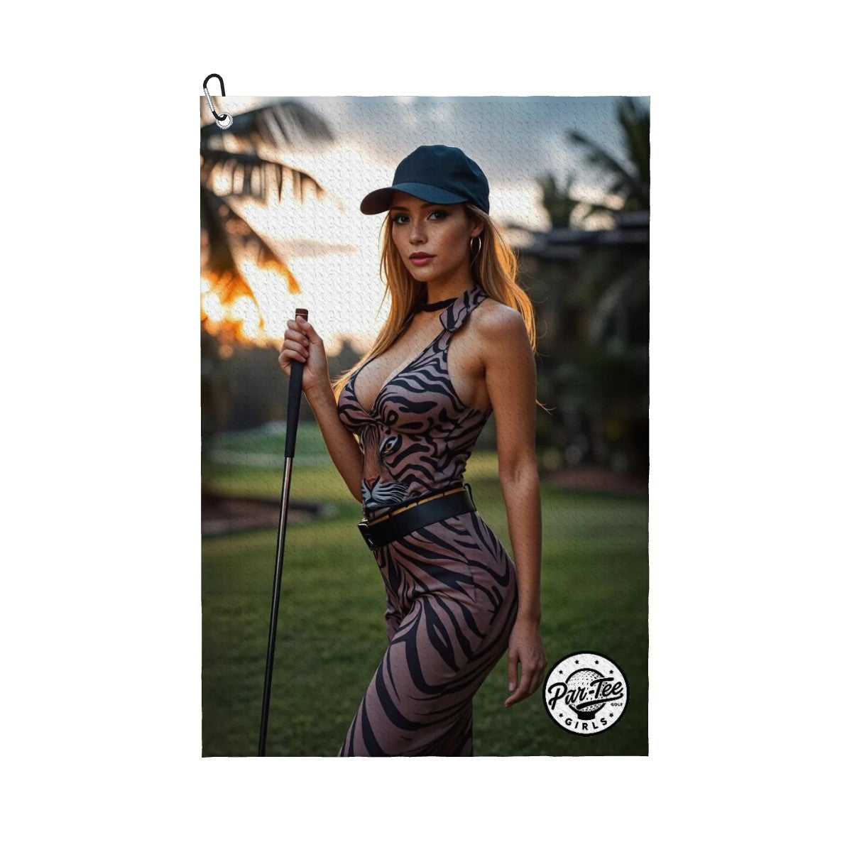 Tiger's Eye Golf Towel - Stripes of Power in the Palms