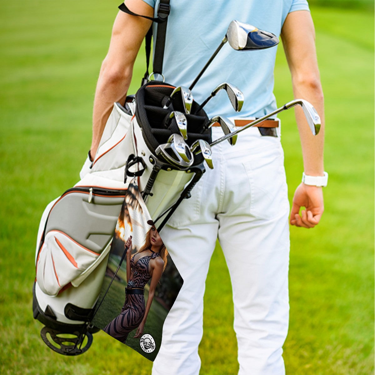 Tiger's Eye Golf Towel - Stripes of Power in the Palms