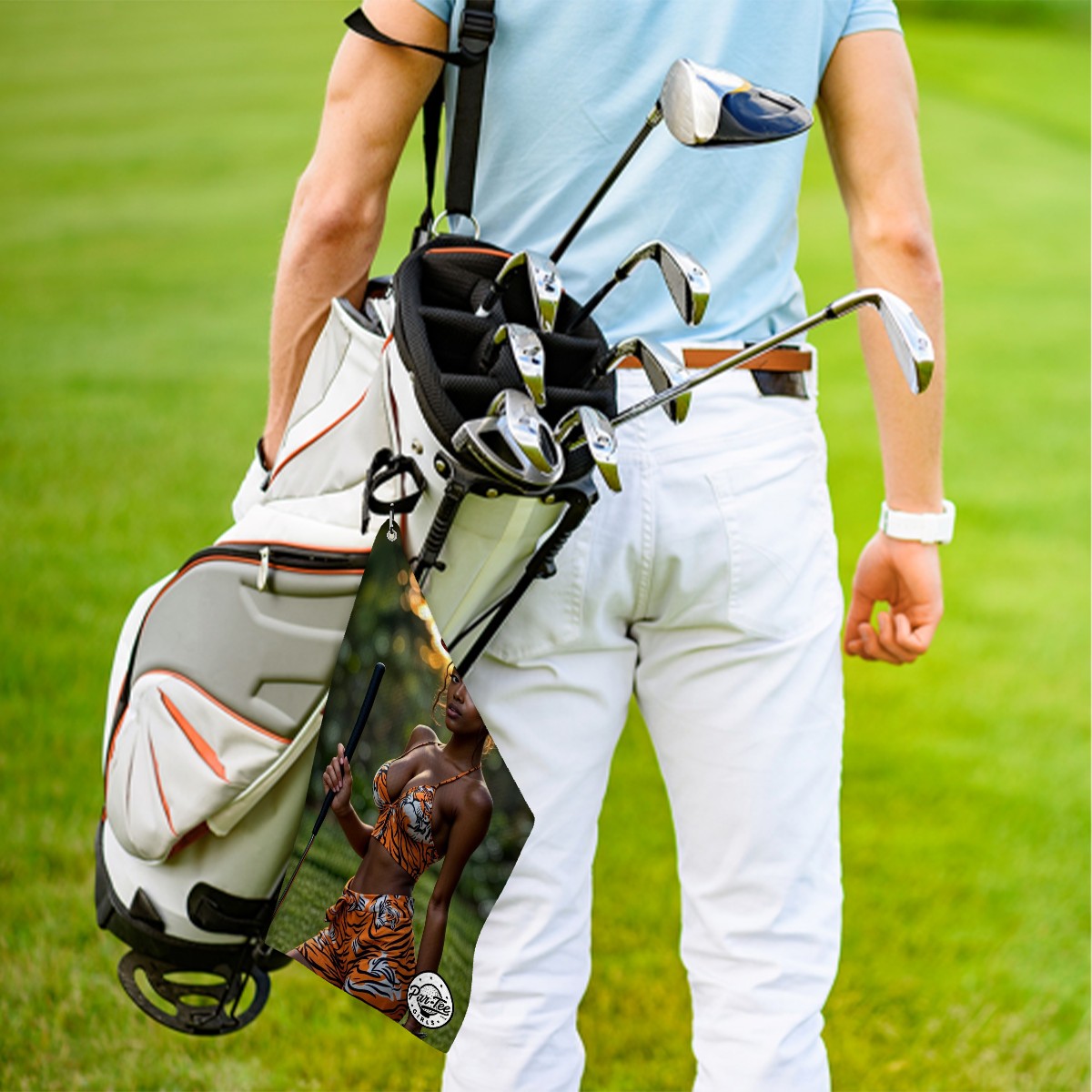 Tiger's Eye Golf Towel - Bold Stripes, Untamed Spirit