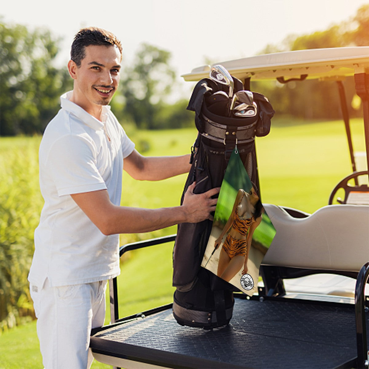 Tiger's Eye Golf Towel - Untamed Confidence by the Bunker