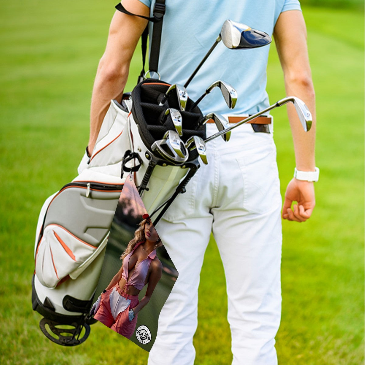 Fairway Fox Golf Towel - Blush Pink under Painted Skies