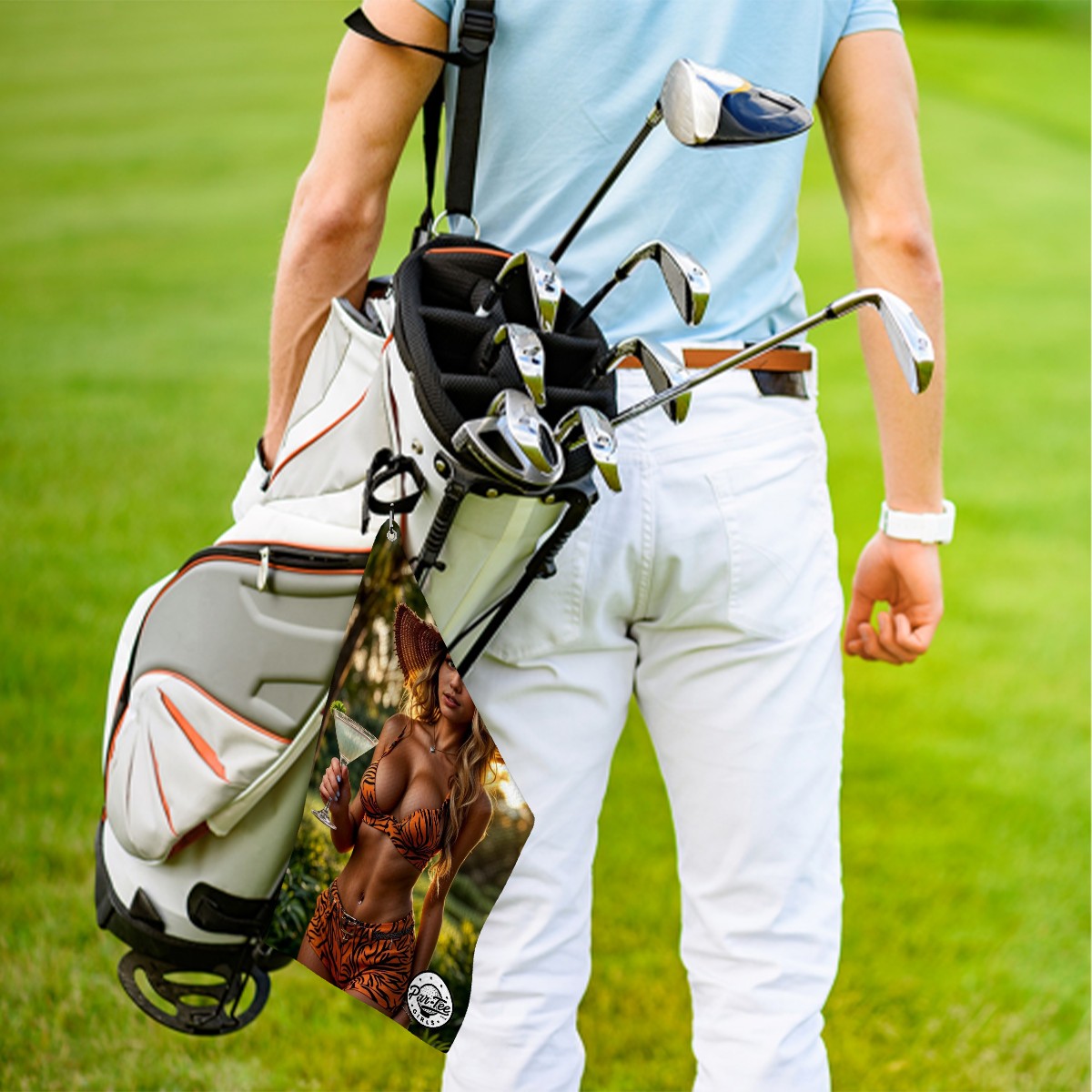Tiger's Eye Golf Towel - Jungle Glam with a Twist of Lime
