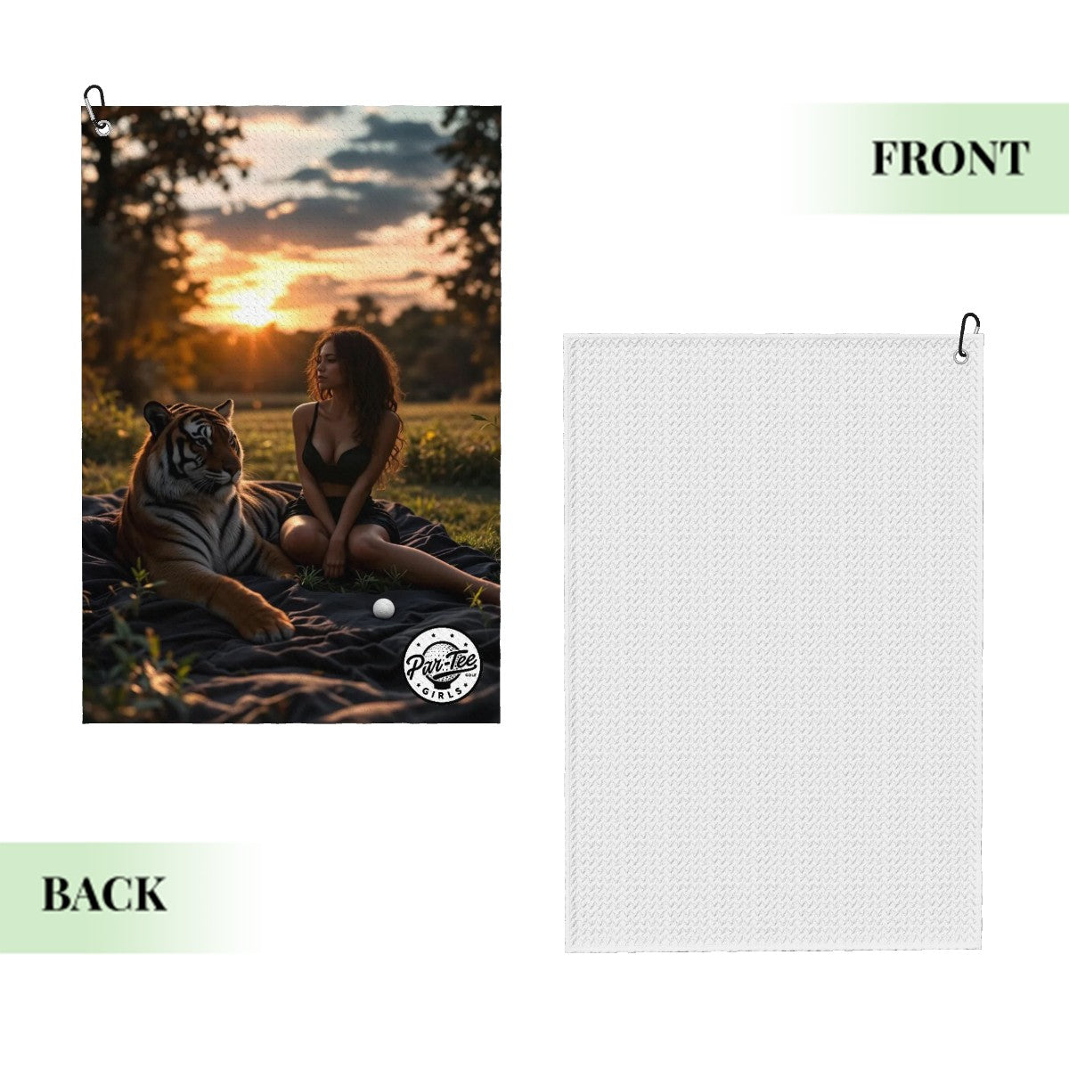 Tiger's Eye Golf Towel - Roar of Elegance at Sunset