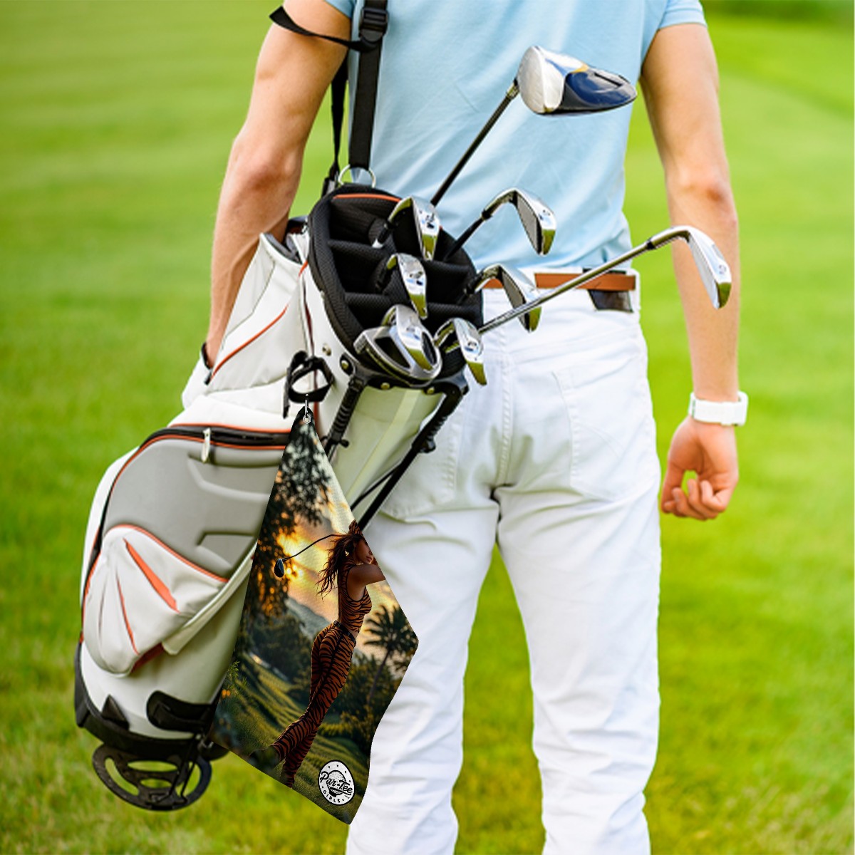 Tiger's Eye Golf Towel - Roaring Energy on the Fairway