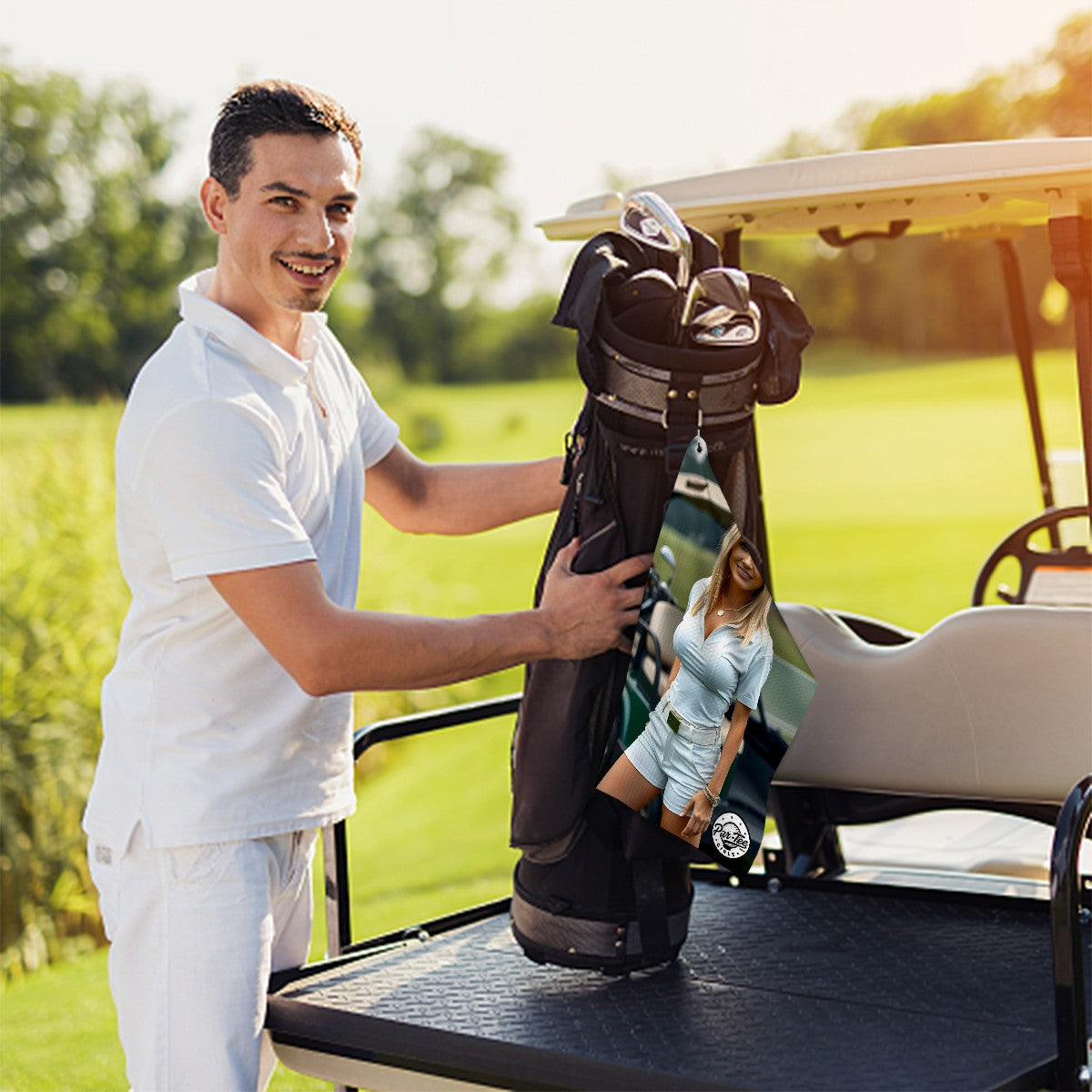 Cart Candy Golf Towel - Cotton Comfort In White