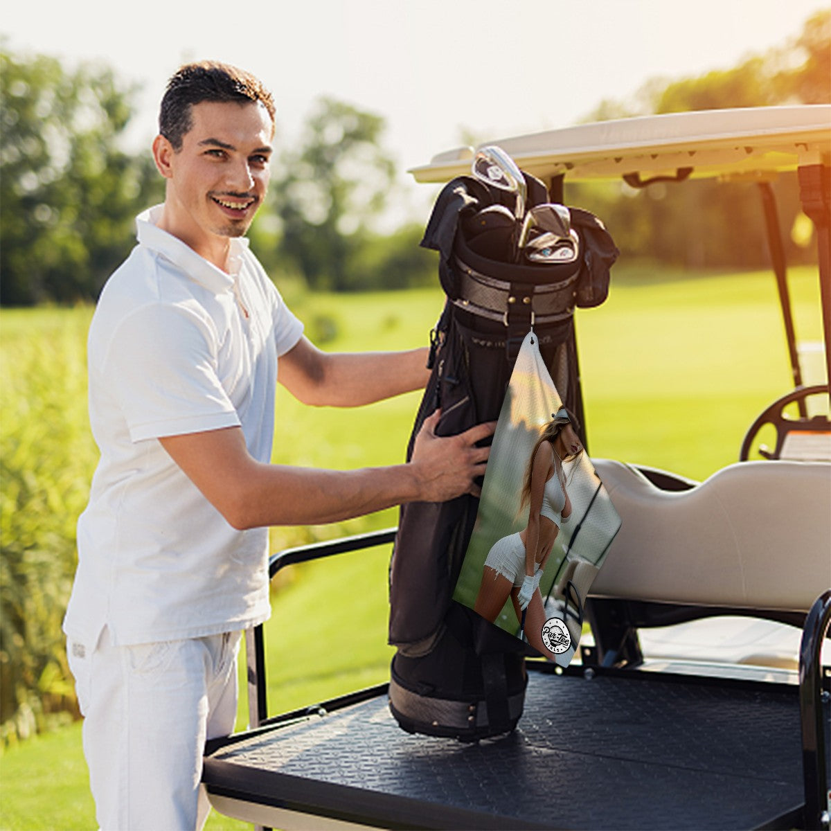 Cart Candy Golf Towel - Foggy Morning in Pearl White