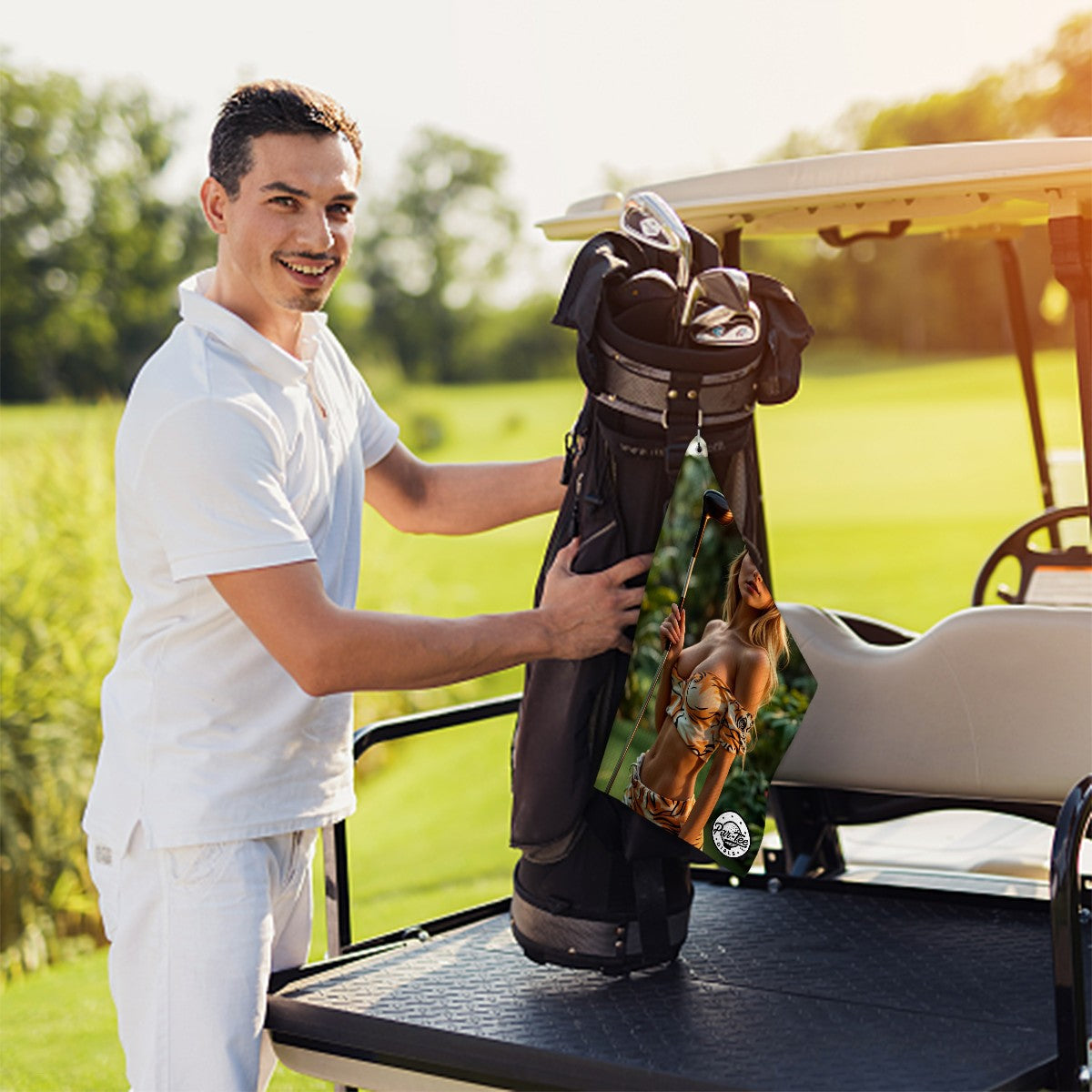 Tiger's Eye Golf Towel - Quiet Strength in Soft Sunlight