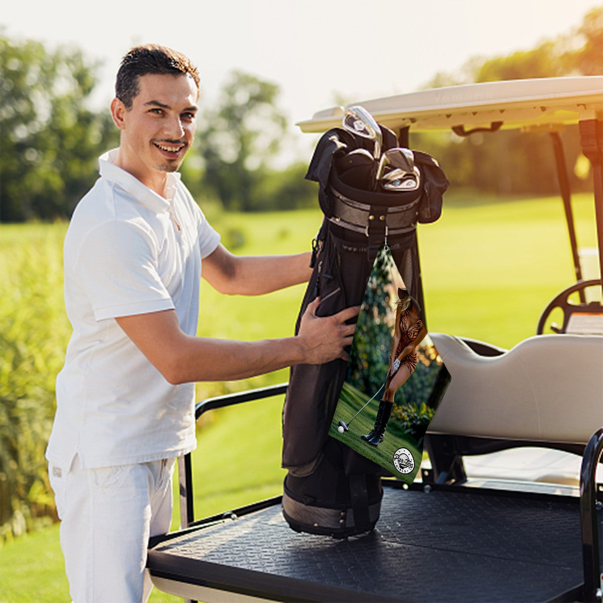 Tiger's Eye Golf Towel - Ready to Pounce at Twilight