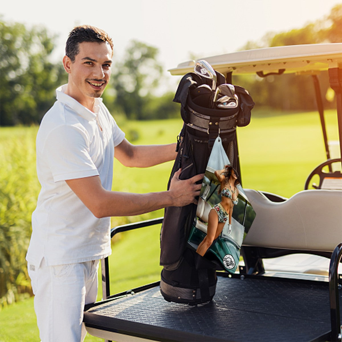 Cart Candy Golf Towel - Vintage Floral with Sun Hat