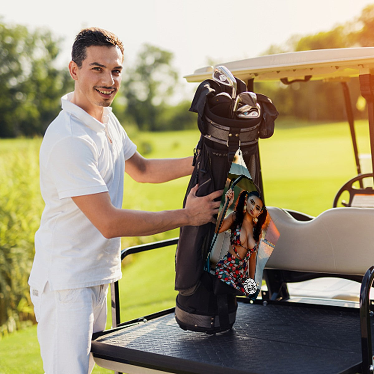 Cart Candy Golf Towel - Casual Glam with Statement  Earrings