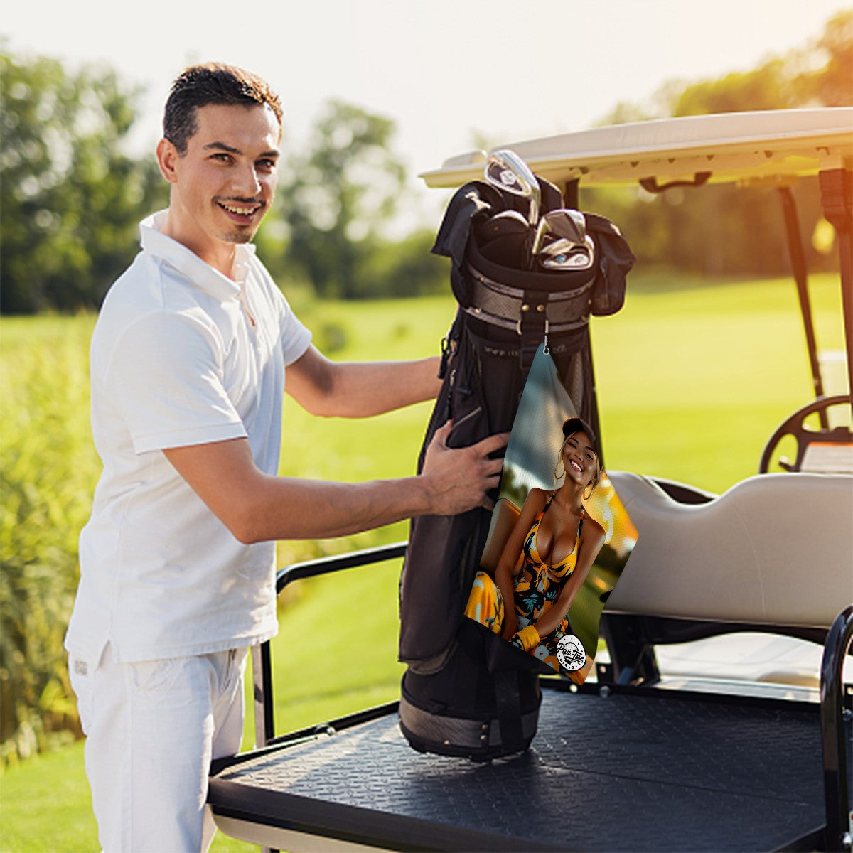 Cart Candy Golf Towel - Orange Visor with Sun-Kissed Lightning