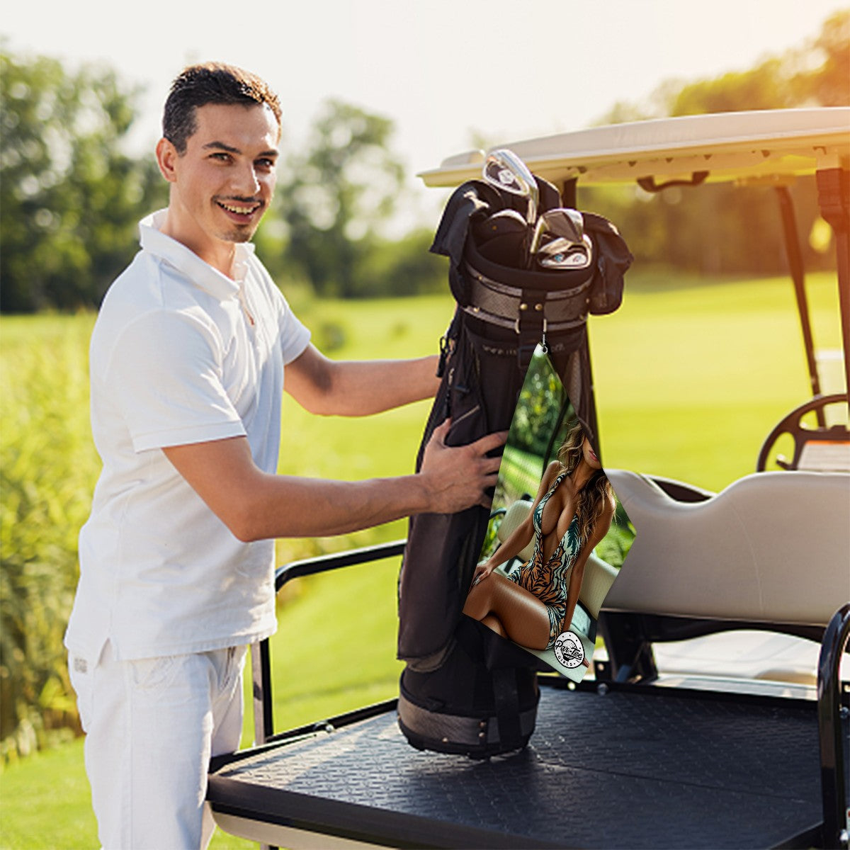 Tiger's Eye Golf Towel - Roaring Style at Rest