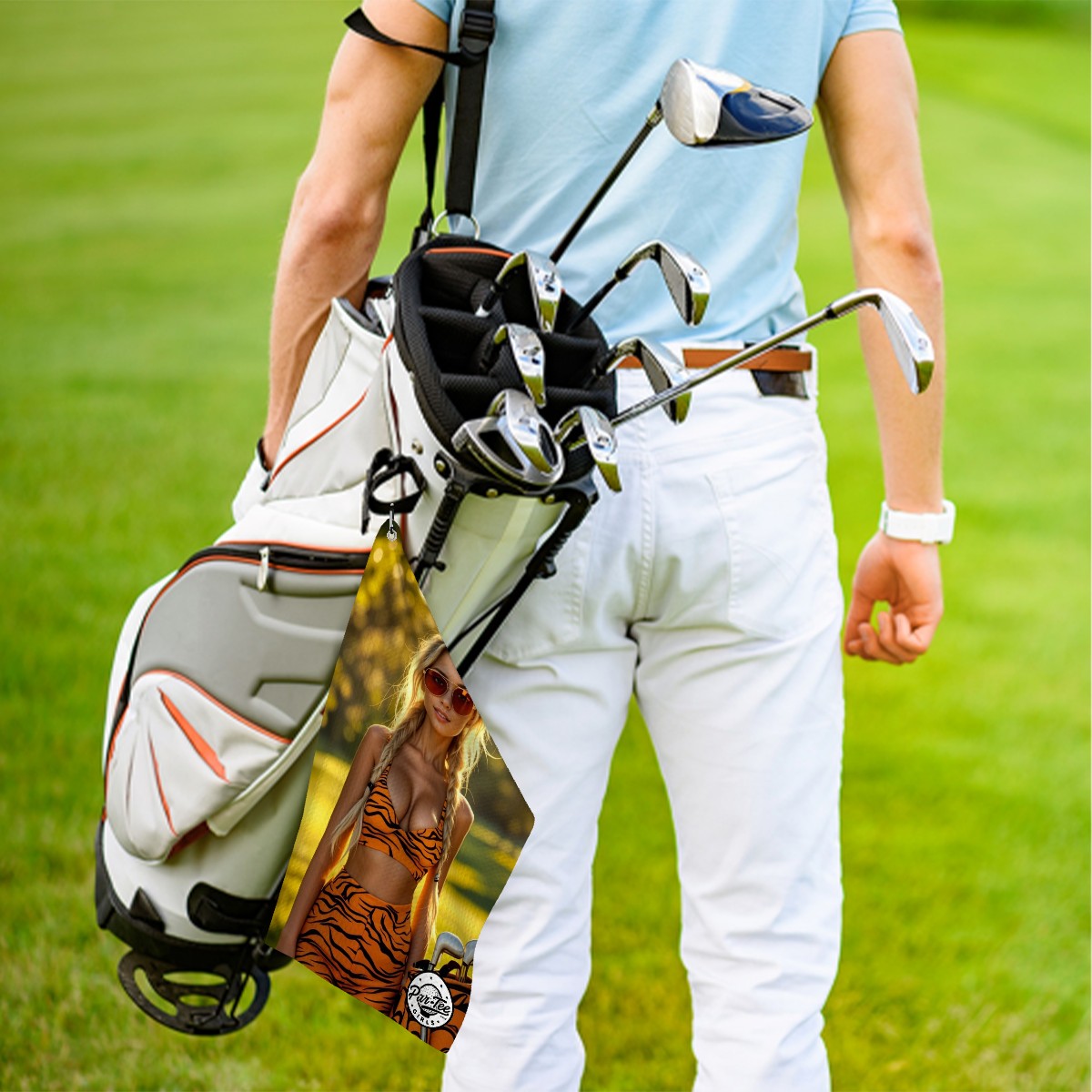 Tiger's Eye Golf Towel - Bold Stripes, Blazing Fairways