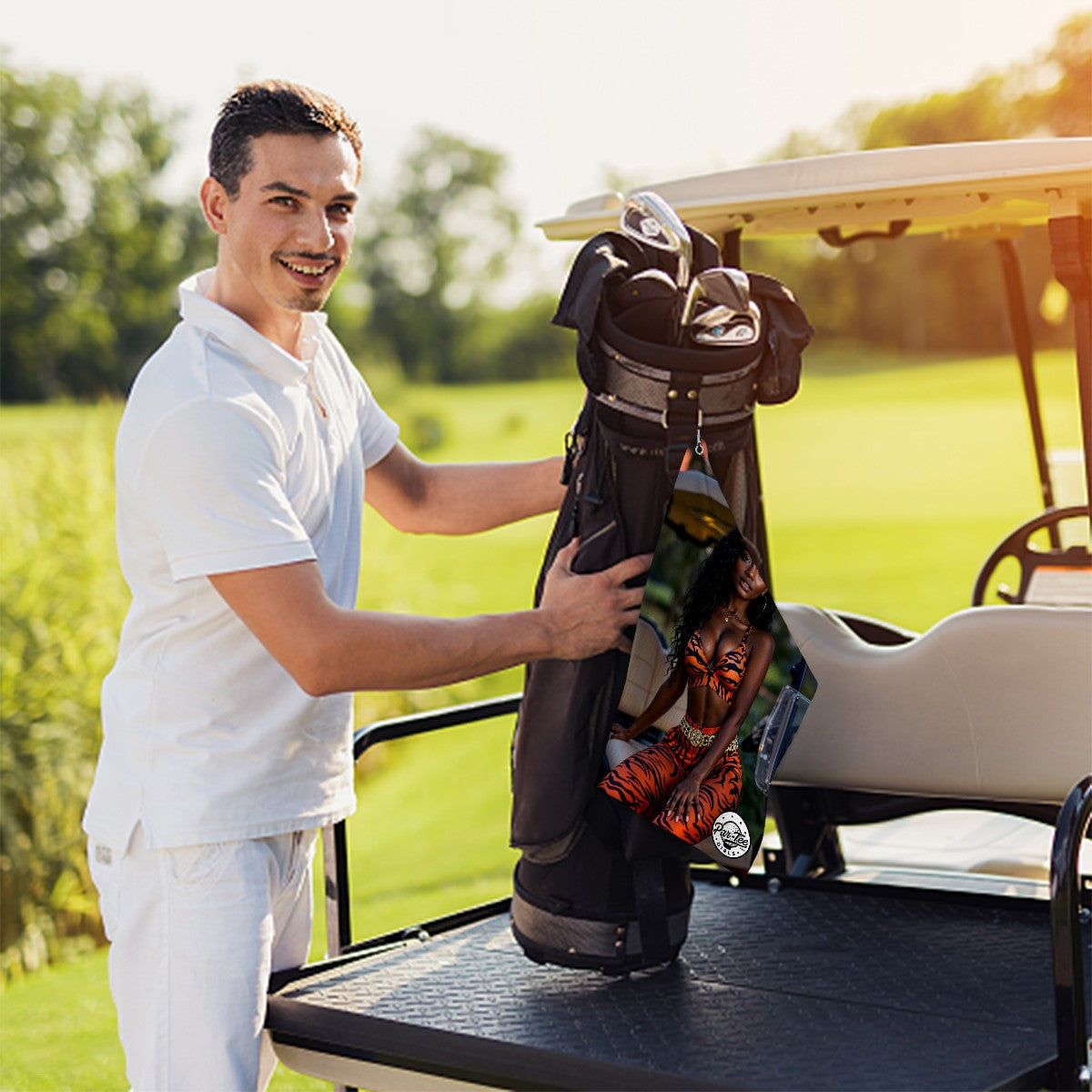 Tiger's Eye Golf Towel - Power, Style, and Stripes Unleashed